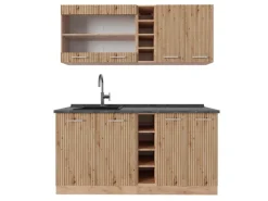 Discount Vicco R-Line Singleküche Artisan-Eiche/Goldkraft Eiche 160 cm AP Anthrazit ohne E-Geräte Artisan Eiche