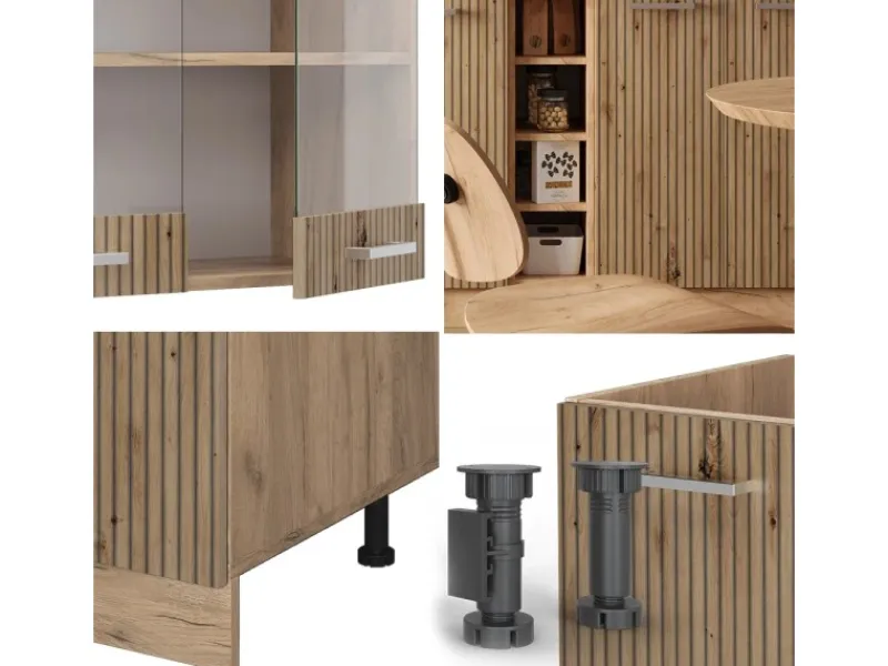 Discount Vicco R-Line Singleküche Artisan-Eiche/Goldkraft Eiche 160 cm AP Anthrazit ohne E-Geräte Artisan Eiche
