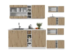Best Vicco R-Line Singleküche /Weiß 160 cm ohne Arbeitsplatte ohne E-Geräte Artisan Eiche