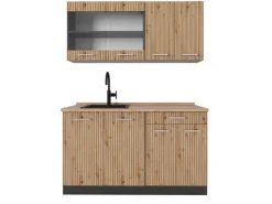 Single-Küchen<Vicco R-Line Singleküche Artisan Eiche/Anthrazit 140 cm AP Eiche ohne E-Geräte