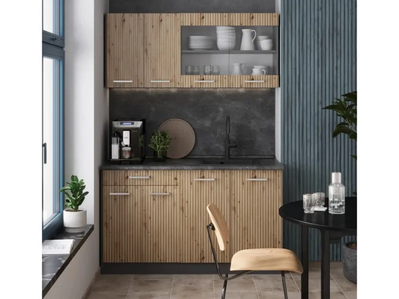 Single-Küchen<Vicco R-Line Singleküche Artisan Eiche/Anthrazit 140 cm ohne Arbeitsplatte ohne E-Geräte