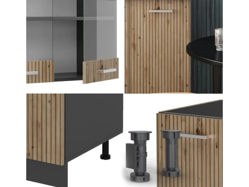 Single-Küchen<Vicco R-Line Singleküche Artisan Eiche/Anthrazit 140 cm ohne Arbeitsplatte ohne E-Geräte