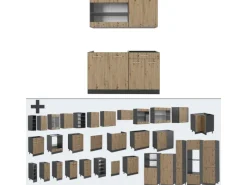 Single-Küchen<Vicco R-Line Singleküche Artisan Eiche/Anthrazit 140 cm ohne Arbeitsplatte ohne E-Geräte