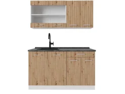 New Vicco R-Line Singleküche /Weiß 140 cm AP Anthrazit ohne E-Geräte Artisan Eiche