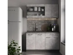 Best Vicco R-Line Singleküche /Anthrazit 140 cm AP Marmor ohne E-Geräte Beton