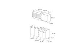 Vicco R-Line Singleküche /Goldkraft Eiche 160 cm ohne Arbeitsplatte ohne E-Geräte< Single-Küchen|Miniküchen
