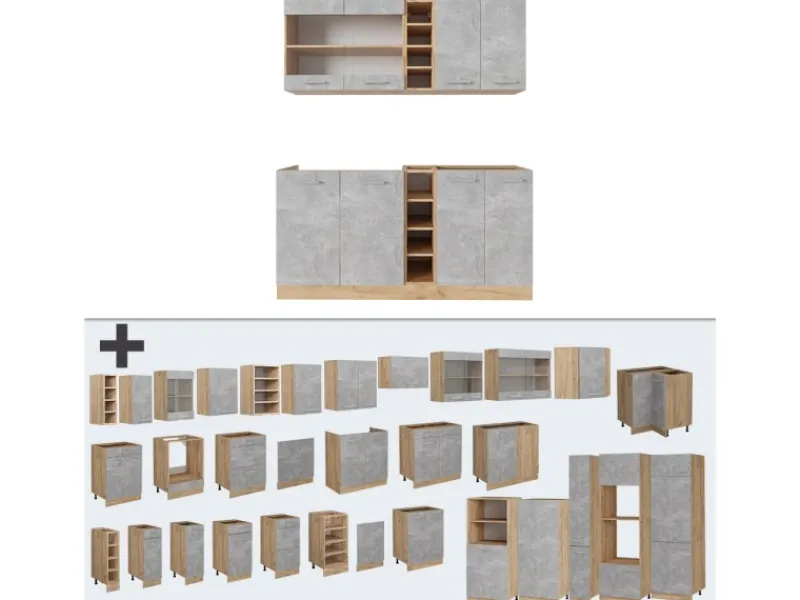 Vicco R-Line Singleküche /Goldkraft Eiche 160 cm ohne Arbeitsplatte ohne E-Geräte< Single-Küchen|Miniküchen