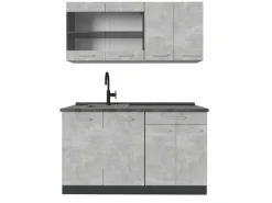 Clearance Vicco R-Line Singleküche /Anthrazit 140 cm AP Anthrazit ohne E-Geräte Beton