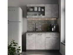Clearance Vicco R-Line Singleküche /Anthrazit 140 cm AP Anthrazit ohne E-Geräte Beton