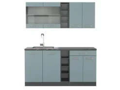 Vicco R-Line Singleküche Blau-Grau/Anthrazit 160 cm AP Anthrazit ohne E-Geräte< Single-Küchen