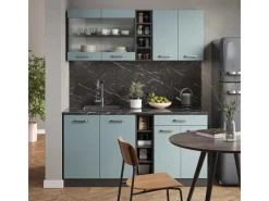 Vicco R-Line Singleküche Blau-Grau/Anthrazit 160 cm AP Anthrazit ohne E-Geräte< Single-Küchen