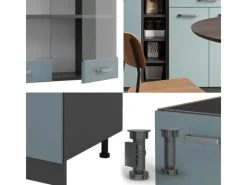 Vicco R-Line Singleküche Blau-Grau/Anthrazit 160 cm AP Anthrazit ohne E-Geräte< Single-Küchen