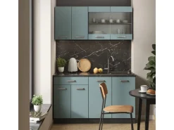 Vicco R-Line Singleküche Blau-Grau/Anthrazit 140 cm AP Anthrazit ohne E-Geräte< Single-Küchen