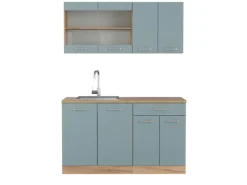 Vicco R-Line Singleküche Blau-Grau/Goldkraft Eiche 140 cm AP Eiche ohne E-Geräte< Single-Küchen|Miniküchen