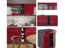 Vicco R-Line Singleküche Bordeaux Hochglanz/Anthrazit 160 cm ohne Arbeitsplatte ohne E-Geräte< Single-Küchen