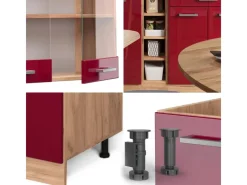 Single-Küchen<Vicco R-Line Singleküche Bordeaux Hochglanz/Goldkraft Eiche 160 cm AP Anthrazit ohne E-Geräte