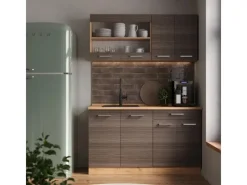 Vicco R-Line Singleküche /Goldkraft Eiche 140 cm AP Anthrazit ohne E-Geräte< Single-Küchen