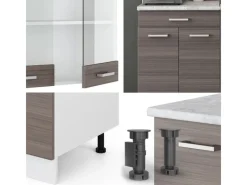 Sale Vicco R-Line Singleküche 140 cm AP Marmor ohne E-Geräte Edelgrau
