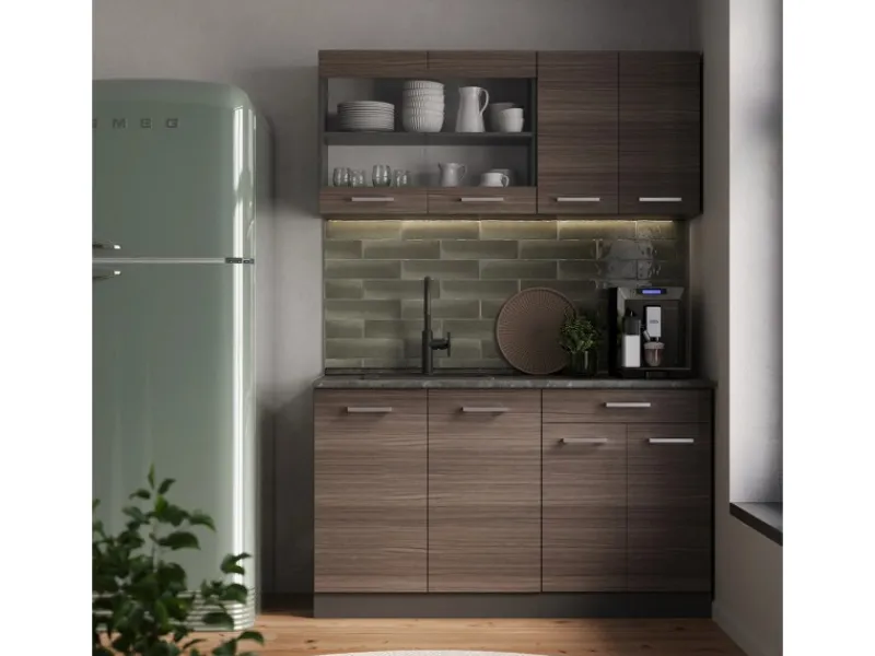 Single-Küchen<Vicco R-Line Singleküche /Anthrazit 140 cm AP Anthrazit ohne E-Geräte