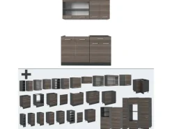 Single-Küchen<Vicco R-Line Singleküche /Anthrazit 140 cm AP Anthrazit ohne E-Geräte