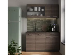 Single-Küchen|Kühlschränke<Vicco R-Line Singleküche /Anthrazit 140 cm ohne Arbeitsplatte ohne E-Geräte