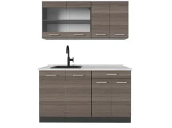 Outlet Vicco R-Line Singleküche /Anthrazit 140 cm AP Marmor ohne E-Geräte Edelgrau