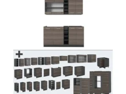Best Vicco R-Line Singleküche /Anthrazit 160 cm AP Marmor ohne E-Geräte Edelgrau