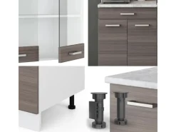 Vicco R-Line Singleküche /Weiß 140 cm AP Anthrazit ohne E-Geräte< Single-Küchen