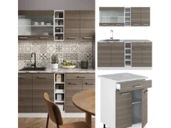 Outlet Vicco R-Line Singleküche /Weiß 160 cm ohne Arbeitsplatte ohne E-Geräte Edelgrau