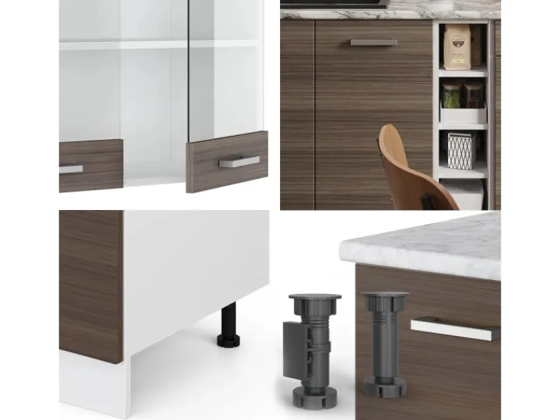 Outlet Vicco R-Line Singleküche /Weiß 160 cm ohne Arbeitsplatte ohne E-Geräte Edelgrau
