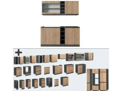 Vicco R-Line Singleküche Goldkraft Eiche/Anthrazit 160 cm J-Shape ohne E-Geräte< Single-Küchen