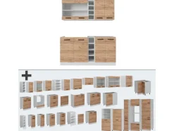Single-Küchen<Vicco R-Line Singleküche Goldkraft /Weiß 160 cm AP Anthrazit ohne E-Geräte