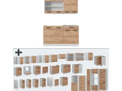 Single-Küchen|Einbauküchen<Vicco R-Line Singleküche Goldkraft /Weiß 140 cm AP Marmor ohne E-Geräte