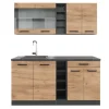 Vicco R-Line SingleKüche Goldkraft Eiche/Anthrazit 160 cm AP Anthrazit Opt 2 ohne E-Geräte< Single-Küchen