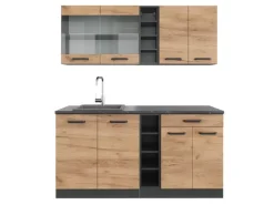 Vicco R-Line SingleKüche Goldkraft Eiche/Anthrazit 160 cm AP Anthrazit Opt 2 ohne E-Geräte< Single-Küchen