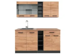 Vicco R-Line Singleküche Goldkraft Eiche/Anthrazit 160 cm AP Eiche ohne E-Geräte< Single-Küchen