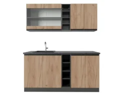 Single-Küchen<Vicco R-Line SingleKüche Goldkraft Eiche/Anthrazit 160 cm AP Anthrazit ohne E-Geräte
