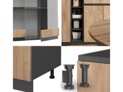 Single-Küchen<Vicco R-Line SingleKüche Goldkraft Eiche/Anthrazit 160 cm AP Anthrazit ohne E-Geräte