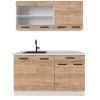 Vicco R-Line Singleküche Goldkraft Eiche/Weiß 140 cm AP Anthrazit ohne E-Geräte< Single-Küchen