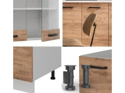 Vicco R-Line Singleküche Goldkraft Eiche/Weiß 140 cm AP Anthrazit ohne E-Geräte< Single-Küchen