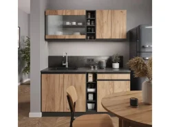 Vicco R-Line Singleküche Goldkraft Eiche/Anthrazit 160 cm AP Eiche ohne E-Geräte< Single-Küchen
