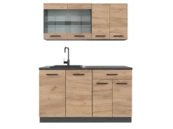 Best Vicco R-Line SingleKüche Goldkraft Eiche/Anthrazit 140 cm AP Anthrazit ohne E-Geräte