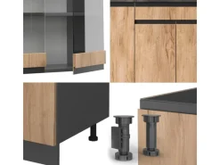 Vicco R-Line SingleKüche Goldkraft Eiche/Anthrazit 140 cm AP Eiche ohne E-Geräte< Single-Küchen
