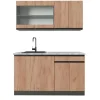 Clearance Vicco R-Line SingleKüche Goldkraft Eiche/Anthrazit 140 cm AP Marmor Opt 2 ohne E-Geräte