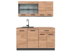 Outlet Vicco R-Line SingleKüche Goldkraft Eiche/Anthrazit 140 cm AP Eiche Opt 2 ohne E-Geräte