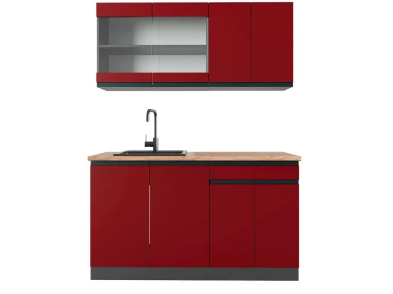 Vicco R-Line Singleküche /Anthrazit 140 cm AP Eiche ohne E-Geräte< Single-Küchen