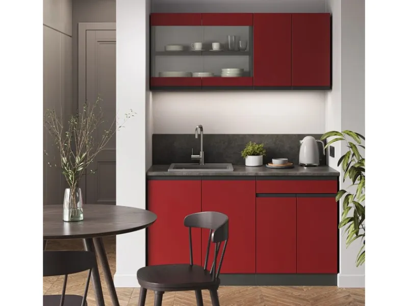 Vicco R-Line Singleküche /Anthrazit 140 cm AP Eiche ohne E-Geräte< Single-Küchen