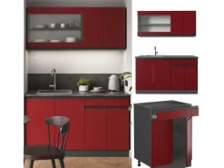 Vicco R-Line Singleküche /Anthrazit 140 cm AP Marmor ohne E-Geräte< Single-Küchen