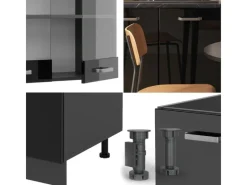 Single-Küchen<Vicco R-Line Singleküche /Anthrazit 140 cm AP Eiche ohne E-Geräte