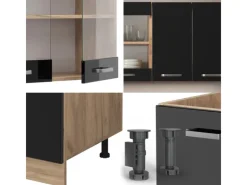 Single-Küchen<Vicco R-Line Singleküche /Goldkraft Eiche 140 cm AP Eiche ohne E-Geräte